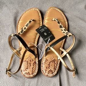 NWT Sam & Libby Leopard T-Strap Sandals